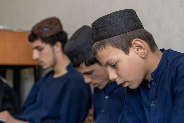 Students concentrating on their reading